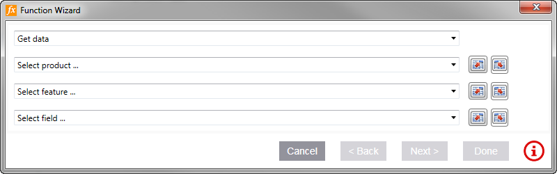 Screen capture showing the first page of the function wizard.